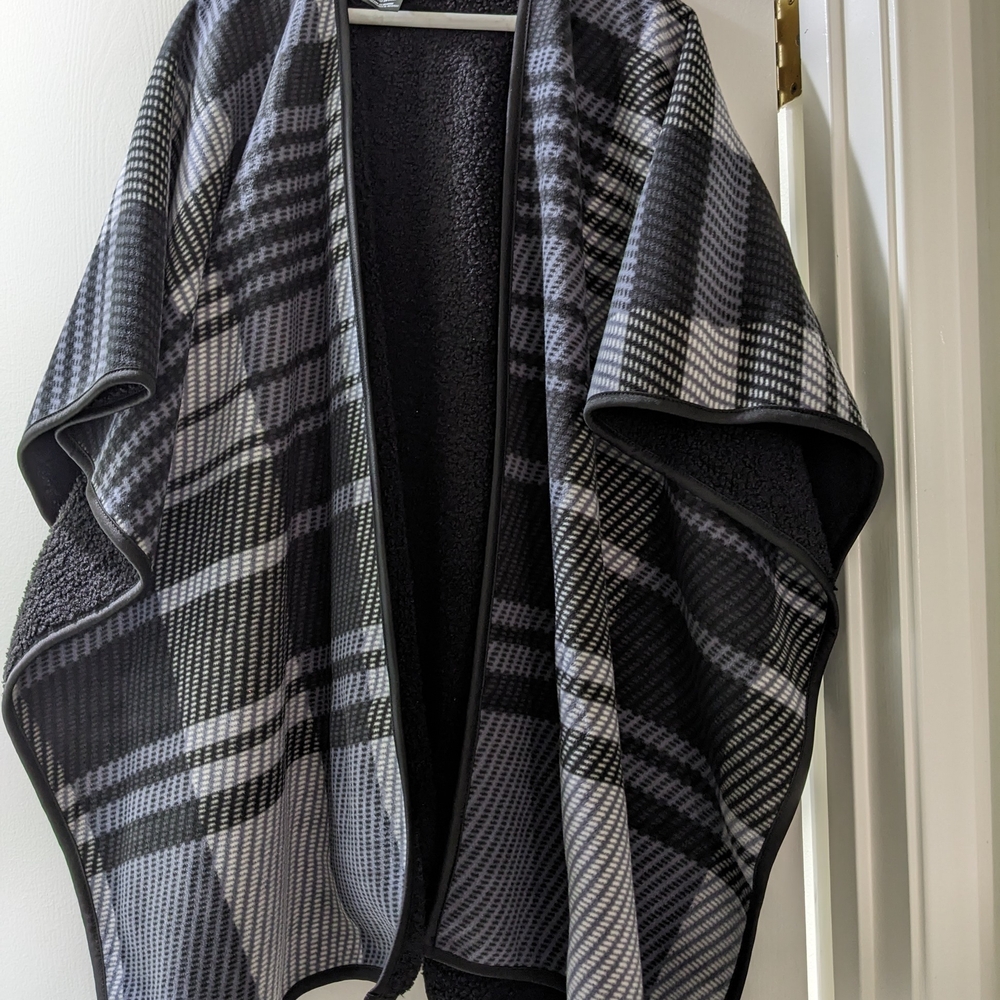 Plaid Black and Gray Cape